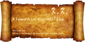 Klementis Kordélia névjegykártya